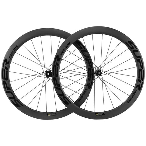 50mm Carbon Fiber Road Bike Wheelset Disc Brakes 700c Tubeless Ready 25mm Wide For Shimano 8 To 12 Speed Cassette