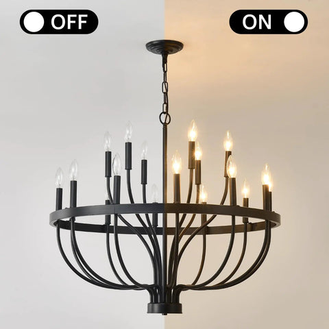 Dope Modern Sputnik Chandelier Pendant Light Industrial 6 Light Gold and Black Ceiling Fixture With Adjustable Height for Kitchen Island Bedroom Dining Room Living Room Farmhouse Decor, shown off and on, elegant black design.