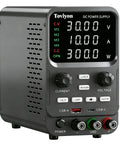 30V 10A Bench Power Supply With Encoder Knob Four Memory Presets OCP OVP Protection USB Type A And Type C Fast Charge Key Lock High Precision 0.001V 0.001A Display For Electronics Repair DIY Lab, front view with digital display and knobs
