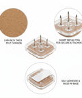 Floor Saver Brown Self Adhesive Felt Pads With Durable PP Base Furniture Glides with sharp pins for secure attachment