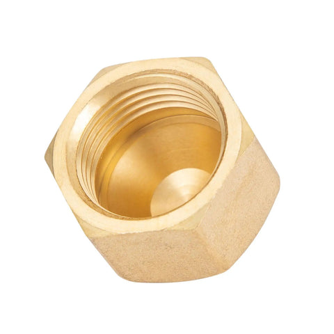 Brass Flare Cap Fittings Kit For 1/4 To 5/8 Inch Tubing SAE 45 Degree, internal threaded brass nut from kit.