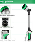 Heavy Duty Metal Watering Wand For Garden Hoses, 16-Inch Sprayer With 180 Degree Swivel, 7 Spray Patterns, Flow Control