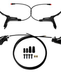 ZTZ 4-Piston eBike hydraulic brake set with dual levers and pre-bled hoses, includes mounting adapters