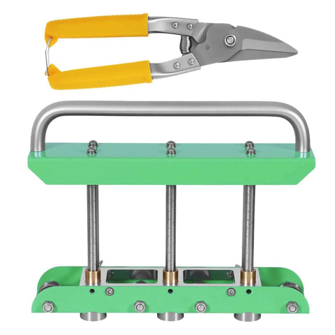 Heavy Duty Sheet Metal Bender Station 0 To 90 Degree Folding Tool with cutter, all-metal design, green base with handle.