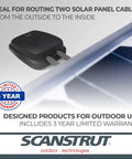Horizontal Double Cable Seal For Solar Panels Black, Supports Two Cables 5mm And 6mm In Any Combo, Compact 54mm Wide By 63mm Long By 24mm High