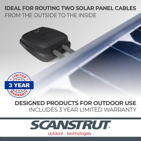 Horizontal Double Cable Seal For Solar Panels Black, Supports Two Cables 5mm And 6mm In Any Combo, Compact 54mm Wide By 63mm Long By 24mm High