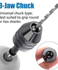 Keyless Mini Drill Chuck Adapter For Cordless Screwdrivers And Impact Drivers Quick Change Converter With One Quarter Inch Hex Shank 0.3 To 6.5 Millimeters Capacity 3 Jaw Micro Chuck For Jewelry Fine Detail Drilling And DIY Projects