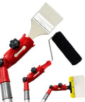 Multi Angle Paint Brush Extender For High Ceilings Red With Rotating Head 3 In 1 Edger Tool showing brush, roller, scraper