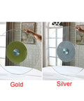 Clear Tempered Glass Lazy Susan Turntable Bearing Large 28 To 47 Inch Round Rotating Tray gold and silver options.