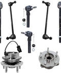 8 Piece Front Wheel Bearing Hubs Kit With Sway Bars And Tie Rods Replacement For 2004 2012 Chevrolet Malibu 2005 2010 Pontiac G6 2007 2009 Saturn Aura Front Hub Assemblies Including 2 Sway Bars And 4 Inner Outer Tie Rods