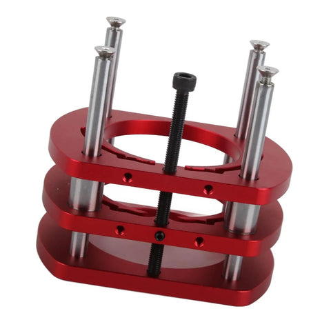 Heavy Duty Aluminum Router Lifter System With 2.008 Inch Lift Crank Handle 4 Jaw Clamp For Small Trimming Machines DIY Woodworking Router Table Upgrade For Precise Cuts, red aluminum base with steel rods