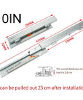 Heavy Duty Side Mounted Ball Bearing Drawer Slides 250mm Full Extension Cold Rolled Steel shown with measurements.