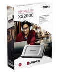 Packaging of XS2000 500GB Ultra Fast Dope Speeds Portable SSD External Solid State Drive USB C Gen 2x2 Up To 2000 MBps Pocket Sized Powerhouse