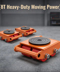 4 Pack Heavy Duty Industrial Machinery Skates Dollies With 6000 Kg Capacity Moving Pulleys Orange Carbon Steel Rollers