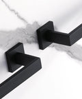 2 Pack 16 Inch Stainless Steel Towel Bars Matte Black Wall Mount Towel Rack Set For Bathroom And Kitchen Durable SUS304 Rust Resistant Hangers Easy Install With All Hardware Included, close-up view of bars on wall.