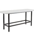 Top Shelf Standing Bar Table With Twelve Built In AC Outlets And Sturdy Footrest Crafted For Cafes Bars And Modern Offices, 96x36 inch white top.