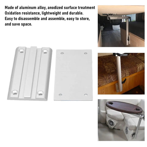 Removable Table Leg Bracket Sleek Aluminum Support Stand For Rv Motorhome And Yacht Road Trips with anodized finish and rotating base.