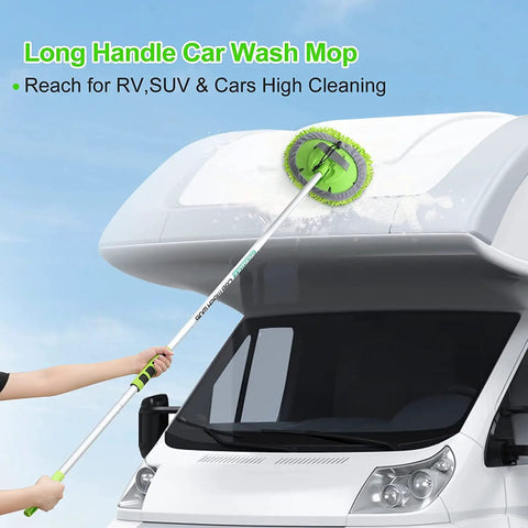 14 Piece Car Wash Kit With 62 Inch Long Reach Brush Microfiber Scratch Free Wash Mitts And Mop Kit cleaning RV top