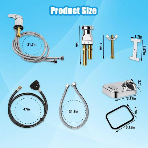 Pro Grade Salon Shampoo Bowl Faucet Vacuum Breaker Kit With Temperature Control Valve Sprayer Hose And Holder dimensions