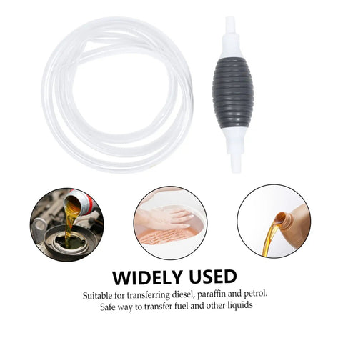 Manual Siphon Pump Kit With Hand Pump And Flexible Hose For Grab And Go Water And Liquid Transfer And Emergency Fluid Extraction In Vehicles Squeeze Activated Non Drip Tool For Fuel And Other Fluids, coiled hose
