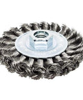 4 Inch Twist Knot Wire Wheel for Angle Grinder With 5/8-11 Thread, Pro Grade Deburring and Grinding Attachment for Metal, Concrete and Masonry