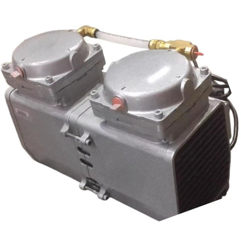High Flow Vacuum Pump Delivering Dead Silent Operation And Top Shelf Build For Lab Work And Shop Jobs featuring twin motor design.