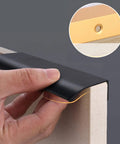 Hidden Cabinet Handle For Drawers And Doors Curved Aluminum Alloy Pull Concealed Door Knob Black Finish 1200mm Length