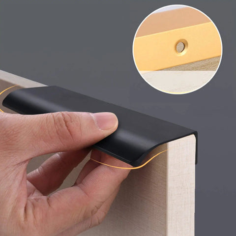 Hidden Cabinet Handle For Drawers And Doors Curved Aluminum Alloy Pull Concealed Door Knob Black Finish 1200mm Length
