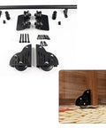 Heavy Duty Rolling Ladder Track Kit With Floor Roller Wheels Slick Glide Round Tube Rail components including pulleys and screws.