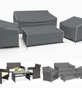 Heavy Duty 500D Waterproof Outdoor Furniture Cover Set For Patio Loveseat Armchair And Coffee Table Grey Includes Two Armchair Covers 32 By 30 By 30 Inches One Loveseat Cover 56 By 30 By 30 Inches And One Coffee Table Cover 45 By 25 By 13 Inches