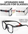 Slip On Side Shields For Prescription Glasses No Slip Eye Protection Shields attached to glasses, 17mm spacing shown
