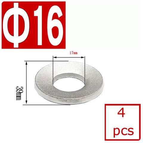 304 Stainless Steel Disc Spring Washers Kit With Conical Belleville Design M3 To M24 Vibration Resistant High Strength Set Includes M16 Four Piece Pack Built Tough For Heavy Duty Assemblies. M16 washer, 304 stainless steel, 39mm x 17mm, 4 pcs