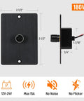 12 Volt 24V PWM LED Dimmer Switch 15 Amp 180 Watt Rotary Knob Control Hella Reliable Aluminum Housing dimensions and features shown.
