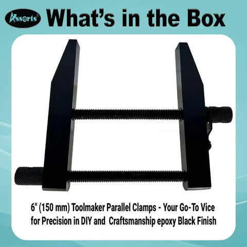 Heavy Duty 6 Inch Toolmaker Parallel Clamp With A Killer Grip And Slick Threaded Handles For Precision Work Holding and epoxy black finish.