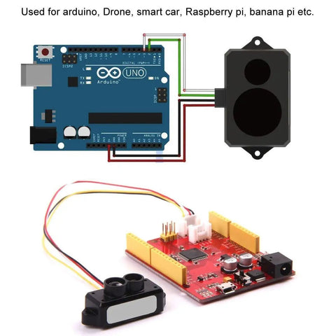 Wiring setup for Tiny But Mighty TFmini S Micro LiDAR Module For Obstacle Avoidance with Arduino and Raspberry Pi displayed.