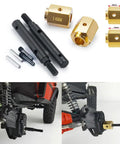 Level Up Your Rig With Heavy Duty Extended Wheel Hubs And Solid Steel Stub Axle Portal Drive Kit For Traxxas TRX4 Defender Bronco And K5 Bringing Extra Ground Clearance, showing steel hub parts and installation.