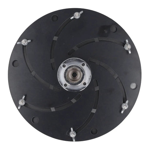 No-Nonsense 300mm Black Wood Lathe Chuck With Reinforced Alloy Body For Straight Spins And Rock-Solid Clamping Force On Bowl Turning Tasks, top view.