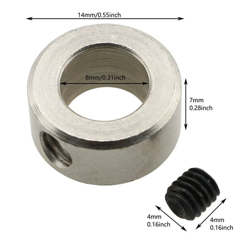 Stainless Steel T8 Lead Screw Locking Ring Collar Set With 12 M4x4mm Allen Screws For 3D Printers 8mm Bore 14mm Outer Diameter 7mm High