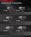 No-Sense Real Deal Heavy Duty 1/2 Inch Drive Air Impact Wrench With Twin Hammer Mechanism And Reinforced Aluminum Gearbox Pumping Out Straight Up 1400 Ft Lbs Of Torque For Auto Repair Today, featuring multiple models side by side.