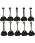 Heavy Duty M8x50mm Adjustable Furniture Leveling Feet 10 Pack with rubber pads for stable furniture on uneven floors.
