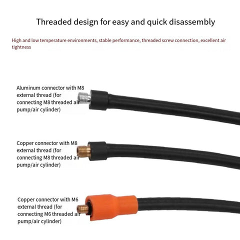 Durable Heavy Duty Metal PVC Air Hose For Car Bike Tyres Fits Any Pump With Threaded No Leak Design Keeps Cold And Hot Summer Weather Sealed Perfect For Rapid Inflation On All Vehicles, M8 and M6 connectors