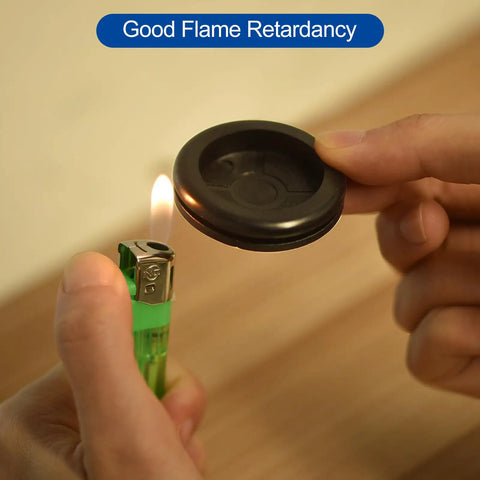 Testing fire resistance of Eight Pack Rubber Grommets For 1-1/8 Inch Drill Holes 30mm Inner 25mm Outer 40mm Ring Gasket
