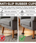 Comparison of furniture on and off 4x4 Inch Square Rubber Caster Cups 4 Piece Anti Slip Furniture Feet Pads With Grip For Floor Protection On Hardwood And Tile Prevent Dents Scratches And Noise Black
