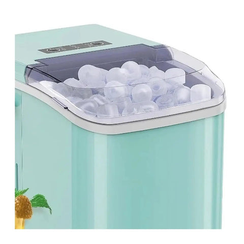 Countertop Ice Maker With Plug And Play Setup That Chills Drinks Fast Self Cleaning Mechanism delivers bullet ice in a clear pad.