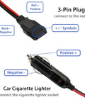Heavy Duty 16 Gauge CB Radio Power Cord With 3 Pin Plug Two Wire Cable And 12V Cigarette Lighter Socket LED Indicator For CB Ham Radios
