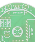 Close up of green circuit board from Beginner Soldering Practice Kit, 4 Pack DIY Electronics Training Boards For Realistic Welding Skills