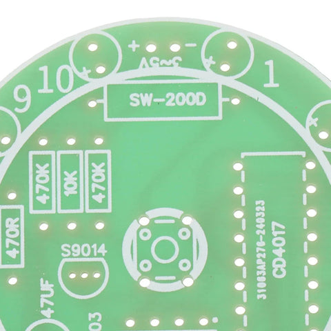 Close up of green circuit board from Beginner Soldering Practice Kit, 4 Pack DIY Electronics Training Boards For Realistic Welding Skills