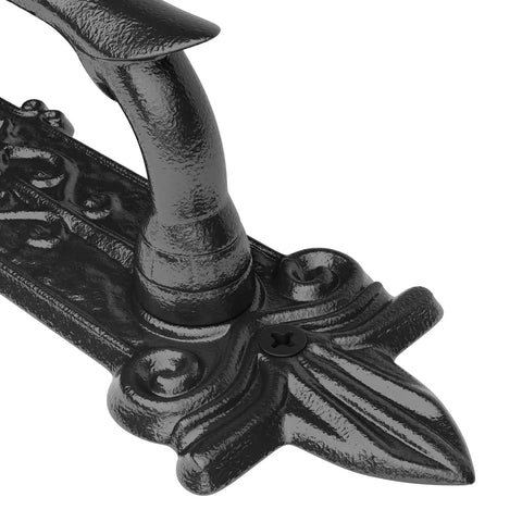 Heavy Duty 9 Inch Antique Barn Door Handle Set Of 4 For Gates Garages And Sheds Rustic Carved Door Pulls Built Tough With Solid Steel Construction And Frosted Black Powder Coated Finish close-up handle detail