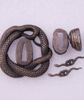 Koshirae Tsuba Fuchi Kashira Menuki Set for Samurai Swords Dope Alloy Guard and Handle Caps Fit 68 85 Size with snake design