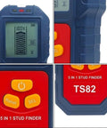 For Stud Finder Wall Scanner,5-in-1 Tester for stud Finder Metal Wire LCD with buttons and screen displaying detection features.